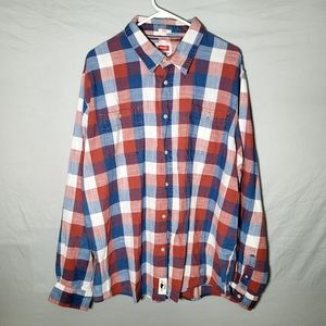 Wrangler Men Indigo multicolored Plaid Cotton Long Sleeve Shirt 2XL West…